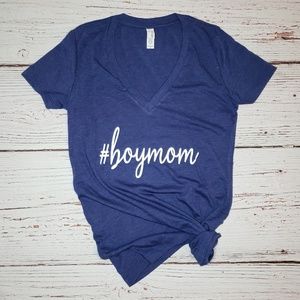 #boymom Deep V Neck Bella Canvas Graphic Tee